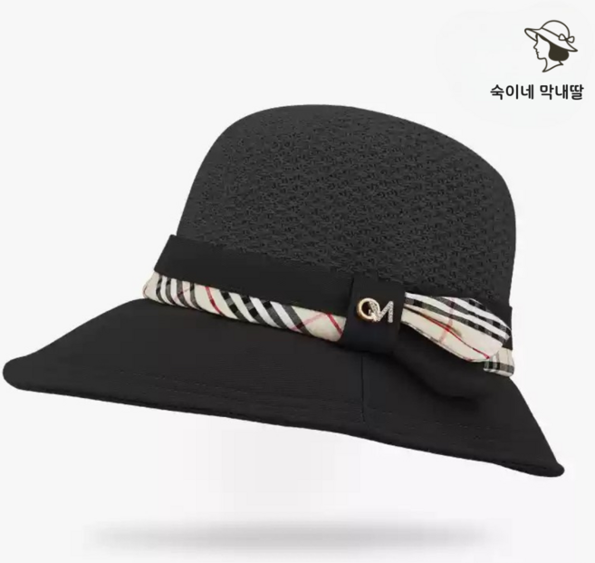 숙이네막내딸 중년여성모자 클래식 체크 버킷햇