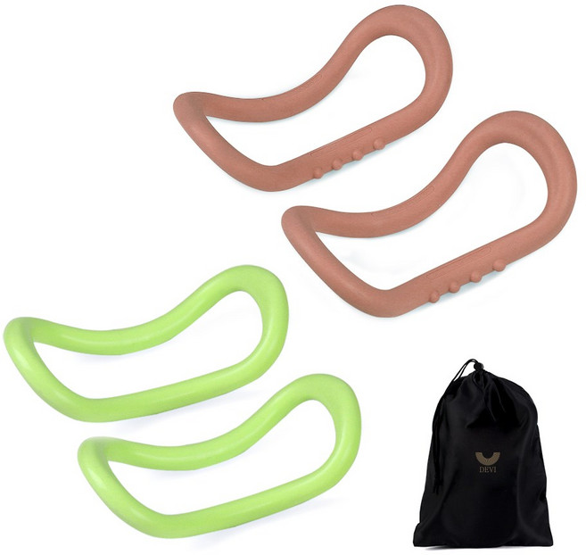 데비 하드 & 프로소프트 요가링 4개입 파우치 세트, 브라운그린, 1개