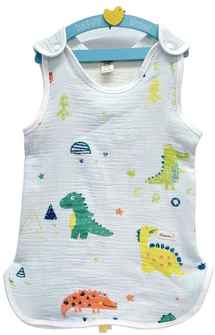 삐까부 유아 아동 아기 사계절 가을 겨울 4증 거즈 수면조끼 쥬라기 롱조끼