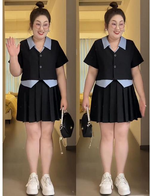 빅사이즈 주름 테니스 스커트 A라인 플리츠 여성 허리 밴딩 고무줄 6XL 치마 5컬러