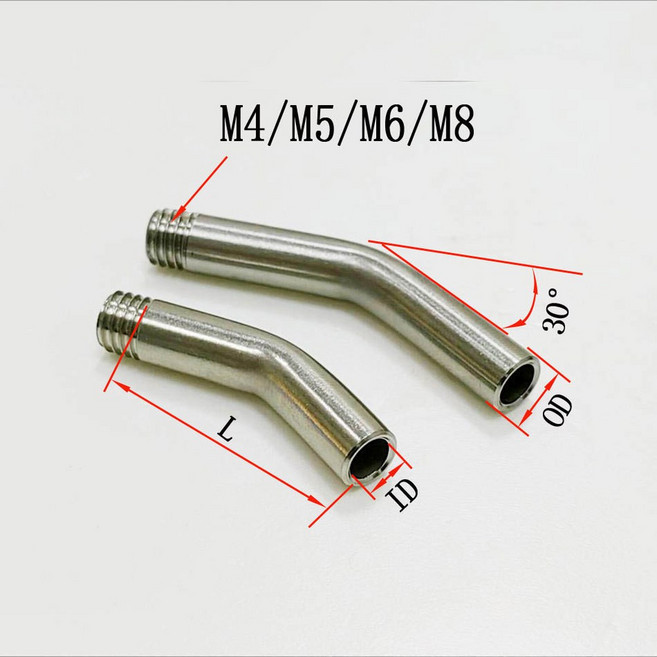 1PCS M4 M5 튜브 스테인레스 SS304 스틸 팔꿈치 M8 CNC M6, L 60mm, M5 OD 5mm ID 3mm, 1개