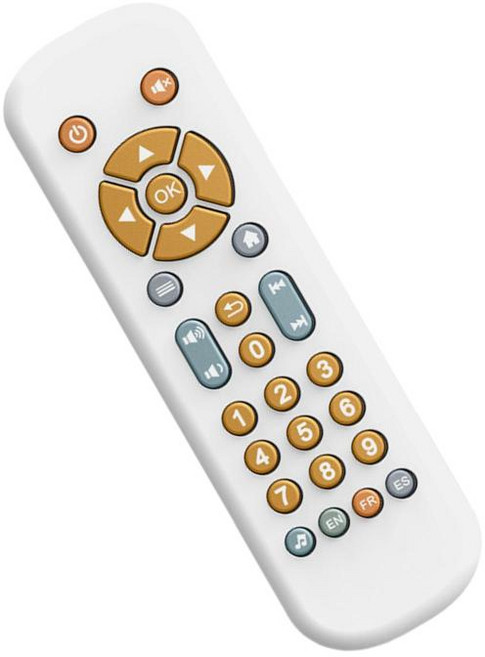 JC 원격 전화 플레이 세트 음악 TV 리모컨 1 2 3세를 위한 교육용 현실적인 유아 TV 원격 장난감 척, 17x5x2cm, 실리콘, 하얀색, 1개