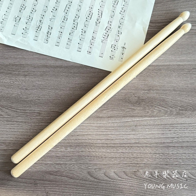 老羊樂器開發票 35CM 兒童小軍鼓棒 荷木木頭鼓棒, 1個, 一組兩支