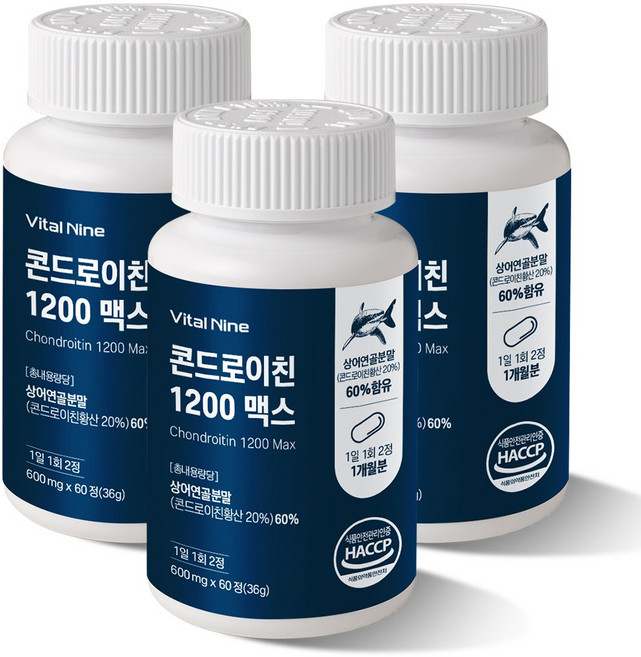 상어연골 콘드로이친 황산 추출물 콘도로이친 콘도르이친 맥스 정, 60정, 3개