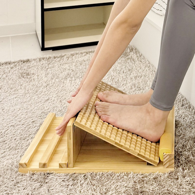 FITECO 레그핏 레그 릴렉서 종아리 스트레칭 보드, 라이트우드