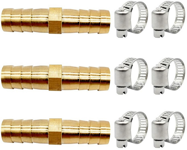 블링킹덤 3PCS 키트 수리 커넥터 피팅 바브 호스 수밀 스트 브라스 스플라이서 10MM