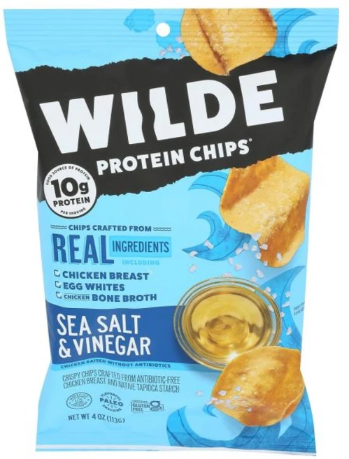 WILDE BRANDS 과자 칩 와일드 스낵츠 프로틴 시솔트 식초 4온스, 113g, 1개 - 쿠팡