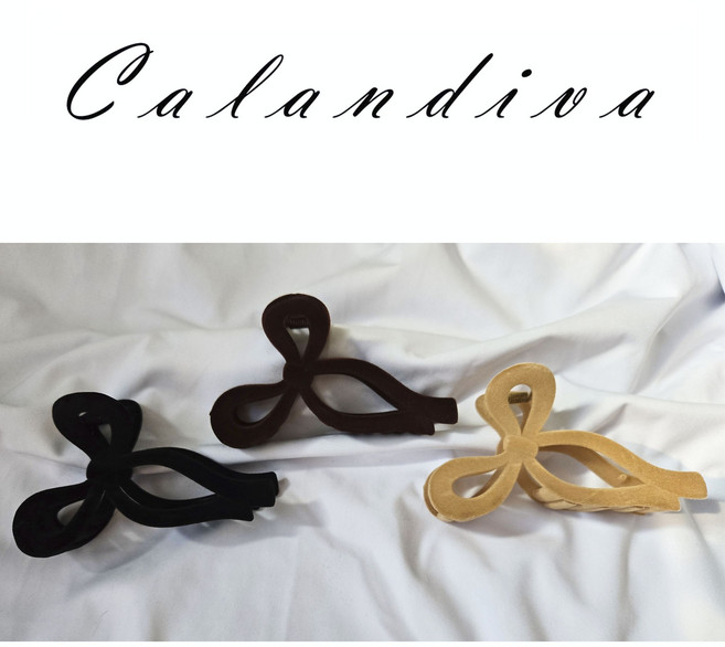 고정력 좋은 리본 벨벳 후로킹 집게핀 - Calandiva