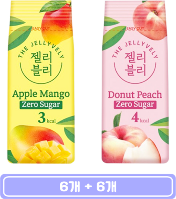 MDS 젤리블리 제로슈거 애플망고 젤리 + 납작복숭아 젤리, 6세트, 60g