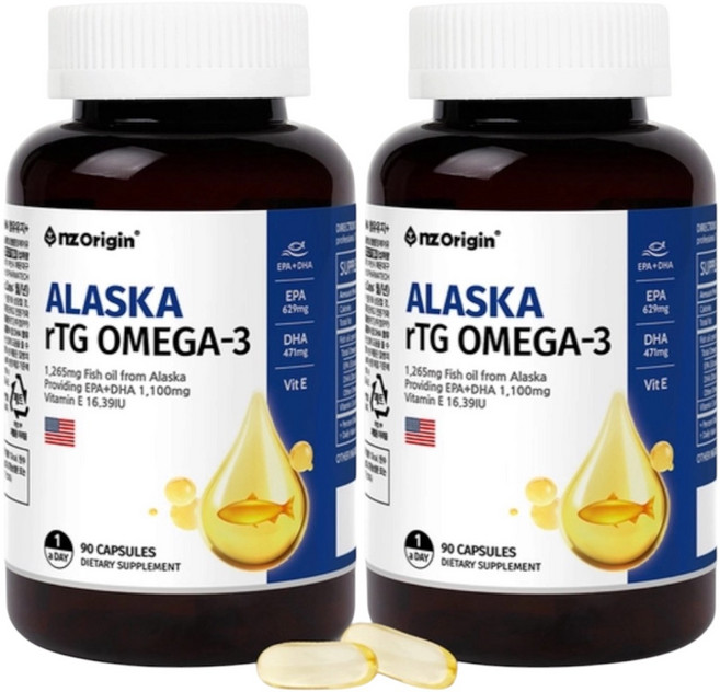 코스트 엔젯오리진 알래스카 rTG오메가3 / 1 280mg x 90캡슐 x 2, 1개