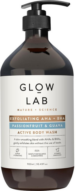 호주 글로우 랩 Glow Lab Active Body Wash 엑스폴리에이팅 AHA + BHA 액티브 바디워시, 3개, 900ml