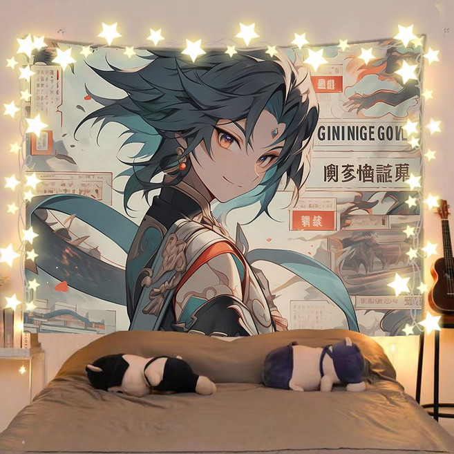 원신 굿즈 행잉 태피스트리 소 라이덴쇼군 호두 카미사토아야카 카에데하라카즈하 종려 야에미코 일러스트 패브릭포스터 벽 꾸미기 창문가리개 공간분이 문발 라이브방송 배경천 37종, 원신 패브릭 포스터-31