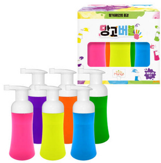 키즈망고 망고버블 핑거페인트 거품물감, 100ml, 6색 세트