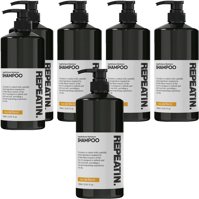 리피트인 딥퍼퓸 모이스처 약산성 프로틴 샴푸 오드플로랄, 1L, 6개