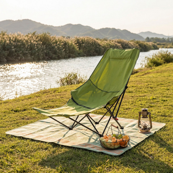 BILIMO 캠핑 의자 초경량 접이식 릴렉스 체어 낚시 피크닉 아웃도어 캠핑체어, 1개, 그린