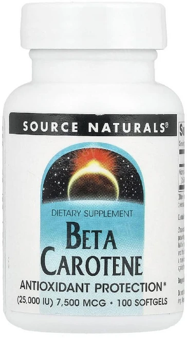 소스내추럴스 베타카로틴 비타민A 7500mcg 100소프트젤 카로티노이드 Carotene, 1개, 100정 - 쿠팡