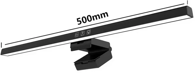 50cm 컴퓨터 모니터 라이트 바 스크린 걸이형 조명 무단계 USB 램프 학습 독서용 테이블, 01 Black