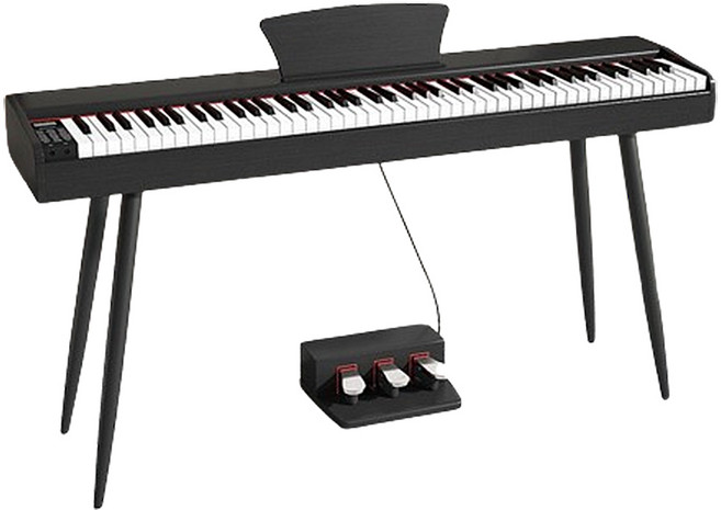 88鍵標準鋼琴 重錘式鍵盤 立體聲喇叭 耳機連接 輕巧便攜, 木紋力度黑+三踏+四支腳, 1套, 5130L電鋼琴