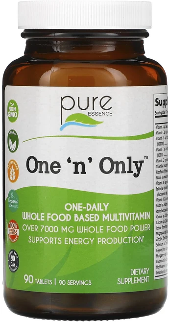 퓨어에센스 원앤온리 홀푸드 베이스드 종합비타민 90정, Pure Essence 원앤온리, 전체 식품 기반 종합, 2병 - 쿠팡