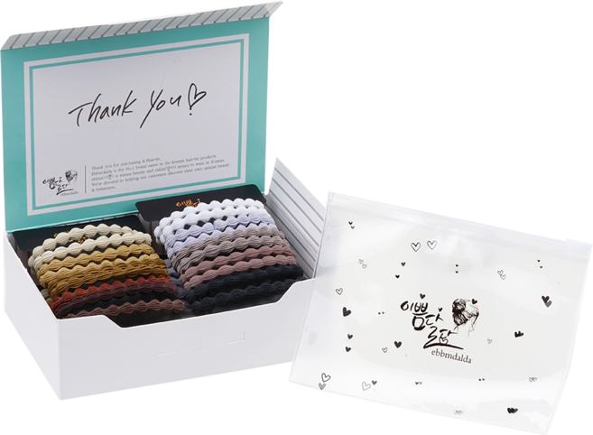 이쁨달다 베이직듀오 도톰짱짱 무매듭 피넛링 머리끈 RK70 2종 x 20p세트