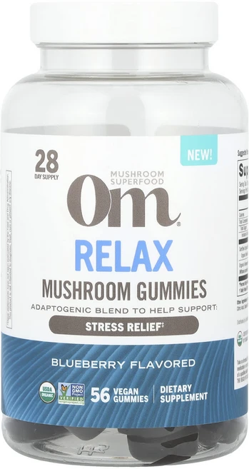 Om Mushrooms 릴랙스 버섯 구미젤리 블루베리 비건 구미젤리 56개, OmMushrooms릴랙스버섯구, 1개 - 쿠팡
