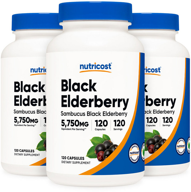 뉴트리코스트 삼부커스 블랙 엘더베리 5750mg 120캡슐 3병, 120정, 3개