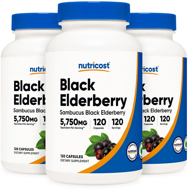 뉴트리코스트 삼부커스 블랙 엘더베리 5750mg 120캡슐 3병, 120정, 3개 - 쿠팡