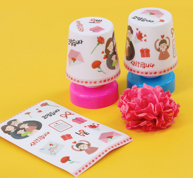 어버이날 led 스탠드 무드등 만들기키트 카네이션 만들기활동 어린이집 유치원행사 메세지 무드등 diy, 1개, 카네이션 스탠드 무드등-레드