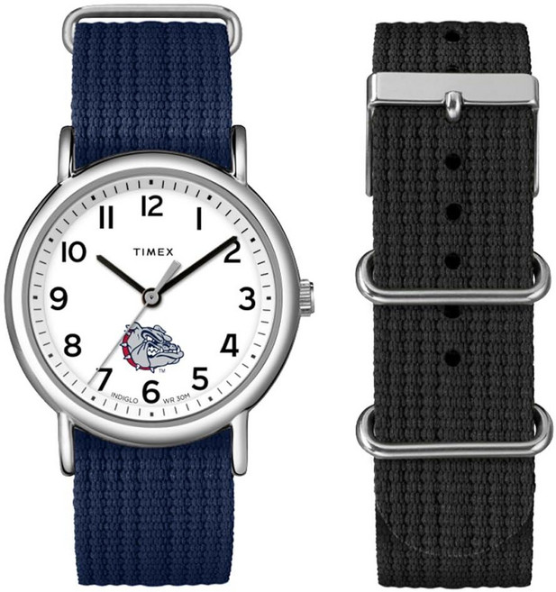 Timex 유니 위켄더 박스 세트 38mm 시계 - 곤자가 불독 블루. 스트랩