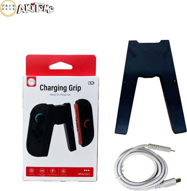 AKITOMO SWITCH2 A字充電握把 適用 JoyCon, 黑, 1個, AKSW-385 黑