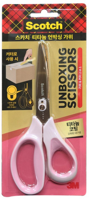 3M 언박싱가위 택배 칼 겸용 논스틱 가위, 1개, 핑크