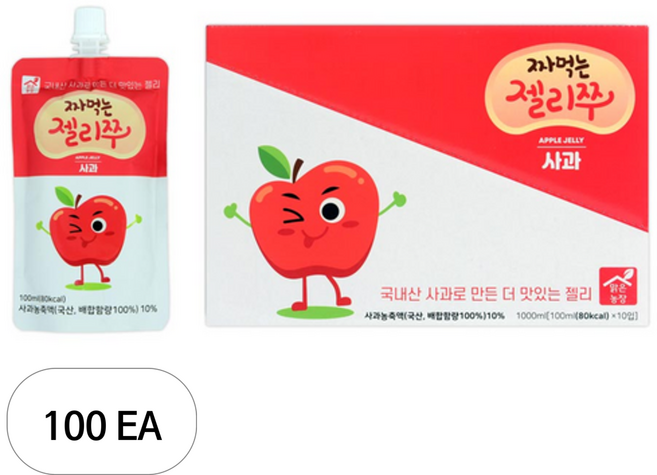 맑은농장 짜먹는 젤리쭈 사과, 100ml, 100개