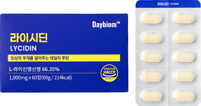 데이바이옴 라이시딘 L 라이신 아연 베타글루칸 프로폴리스 헤스피리딘 LYSINE 엘리신, 1개, 60정