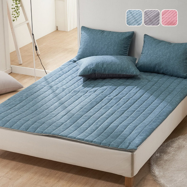 [국산] 2023 리빙캐슬 지퍼2개 전기매트 커버 & 온수매트 커버 논슬립, 데일리, 블루