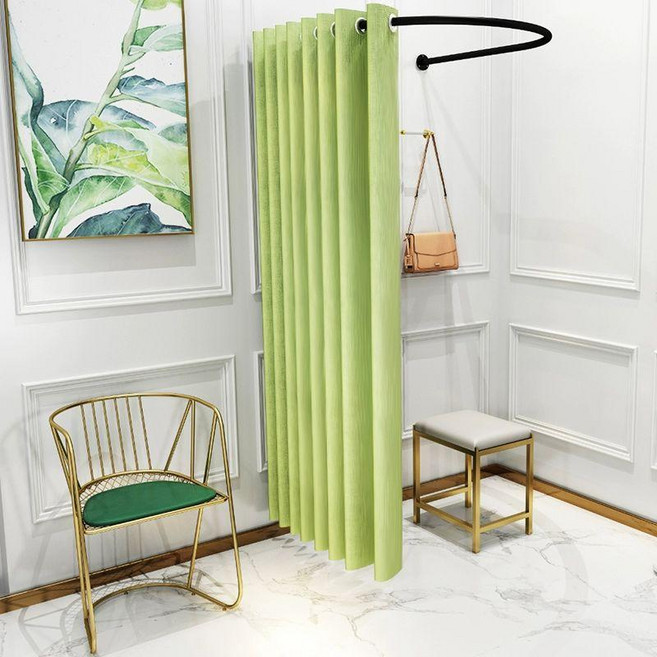 간이탈의실 자 커튼 이동식 피팅룸 옷가게 문가림막 암막 차광 드레스룸 옷방 봉, 프레임 프룻 그린 린넨 벨벳 화이트 프레임