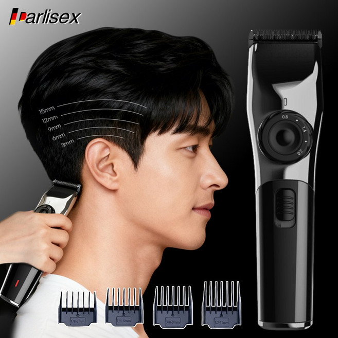 Darlisex 독일 남자 바리깡 길이조절 전문가용 이발기 + 4빗세트, 블랙