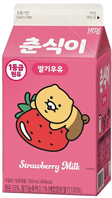 춘식이 딸기우유, 500ml, 12개