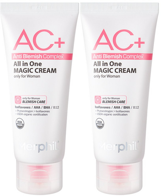 메르필 생리전후 여드름 개선 AC+올인원 매직크림 /피지개선/좁쌀트러블/흔적완화/여성여드름, 2개, 100ml