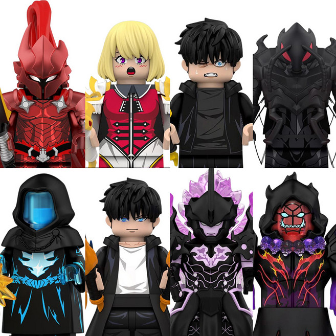 나혼자만레벨업 캐릭터 호환블록 브릭미니피규어 8종 VER.01 취미/수집/장식/전시/컬렉션용 커스텀 블록피겨 키덜트아이템, 1개, 0109. 나 혼자만 레벨업 8종 세트 01(로켓)