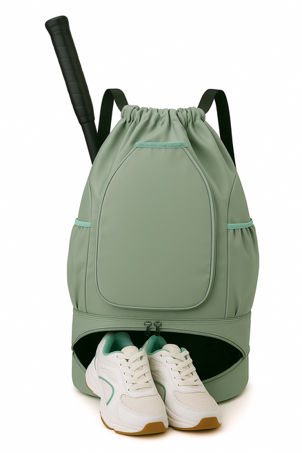 세리앙쥬 테니스 배드민턴 가방 방수 + 신발수납 + 라켓 + 공 대용량 백팩, 그린, 1개