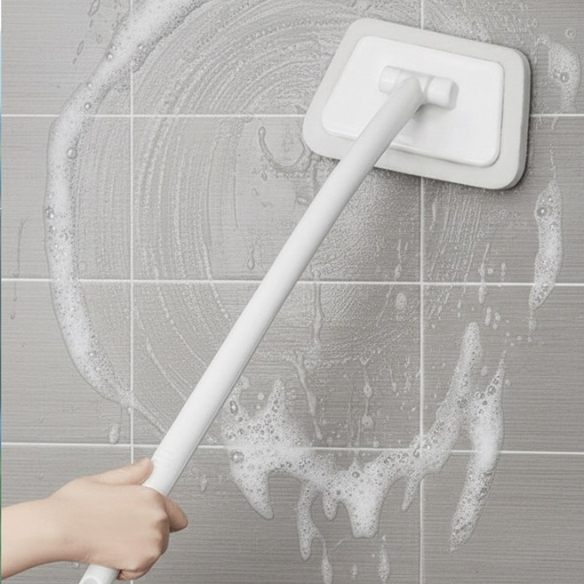 허리편한 롱핸들 욕실 청소 브러시 풀세트 (핸들2+스펀지6+후크2), 화이트, 2세트