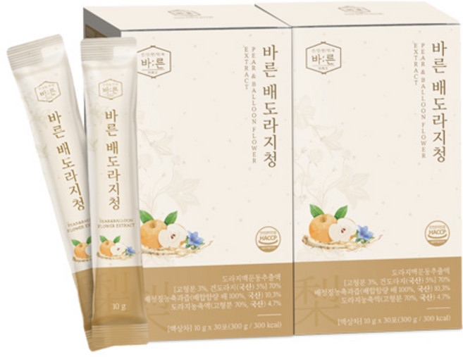 건강한 약속바른 배도라지청 100% 국내산 배도라지 농축액 10g x 30포, 2개