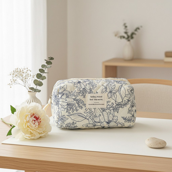옳고바른 꽃무늬 대용량 여행용 화장품 파우치 휴대용 메이크업 케이스 수납가방