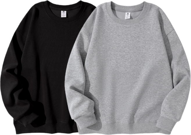 1+1 남자 면 오버핏 빅사이즈 맨투맨 긴팔티 남여공용 2장 세트