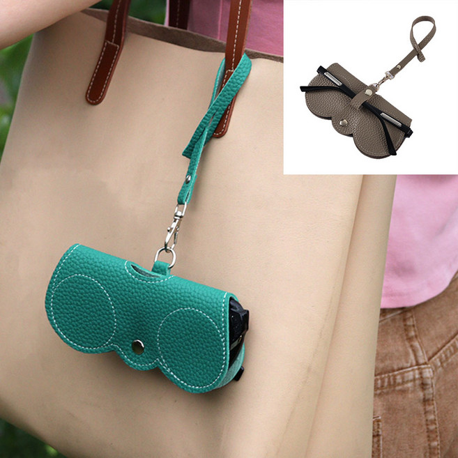 휴대용 안경케이스 여행용 스트랩 키링 선글라스 가죽 안경집 소프트 보관함