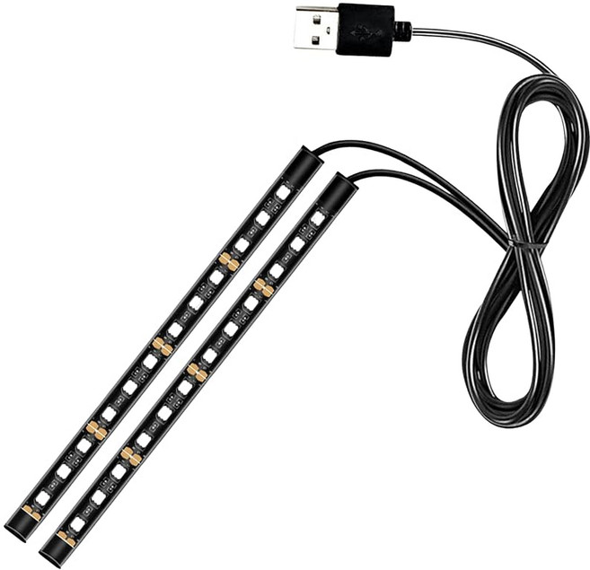 RYOTBASE 앰비언트 라이트 USB LED 테이프 차내 조명 발 램프 발밑 조명 자동차용 실내등 화이트 2PCS, 1개, 상세페이지 참조