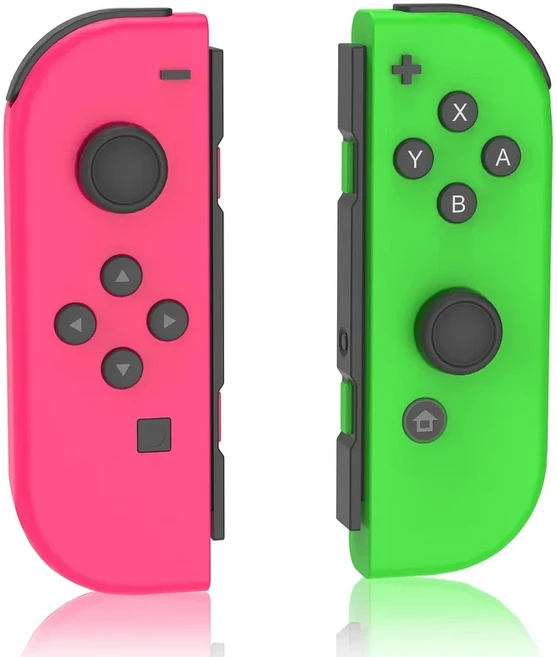 Joy con 무선 스위치 제어 Joycon 컨트롤러 비디오 게임 콘솔 액세서리 용 이중 진동 조이스틱 패드 포함, 06 Pink green