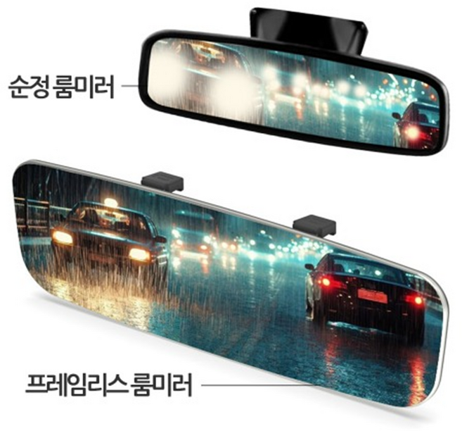 하이퍼 246 카쏙 프레임리스 룸미러 295mm 평면 와이드 비산방지 유리 사각지대해소, 1개, 상세이미지 참조