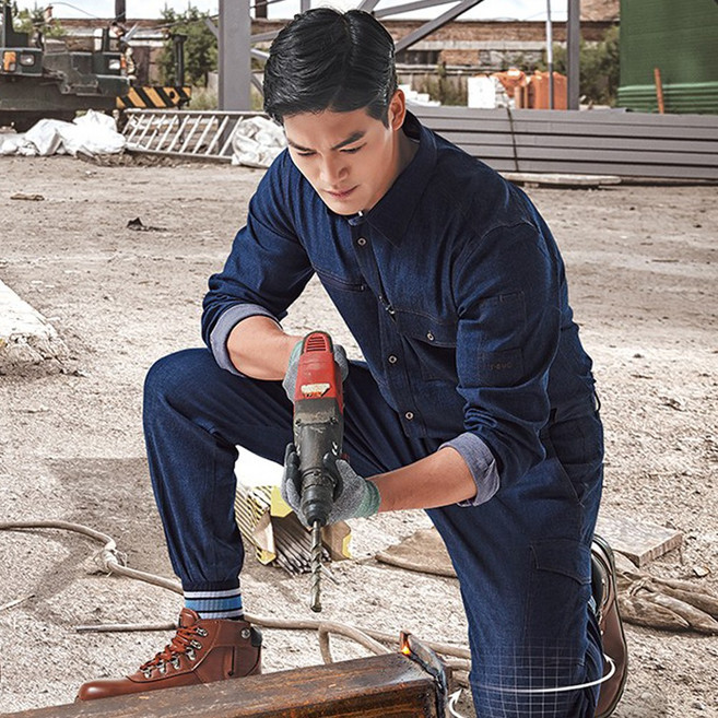 티뷰크 작업복 세트 TB-19-15 JP 블루진 스판 셔츠/바지 상의 자켓 점퍼 방염복 정비복 유니폼 근무복 단체복