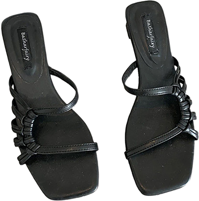 셀럽당 여성 샌들 여름 힐 일자 밴드 슬리퍼